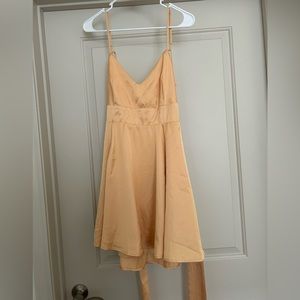 Mango color adjustable tie back mini dress!
